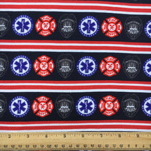 Load image into Gallery viewer, stripe emt emergency medical technician first responder red series printed fabric
