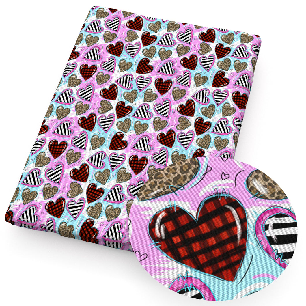 leopard cheetah tie dye heart love valentines day printed fabric