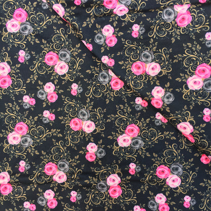 flower floral black series printed fabric