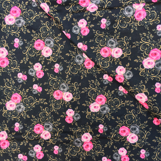 flower floral black series printed fabric