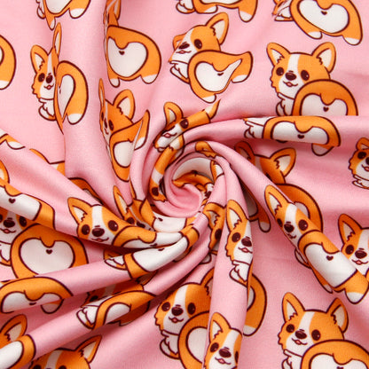 pink series dog puppy printed fabric
