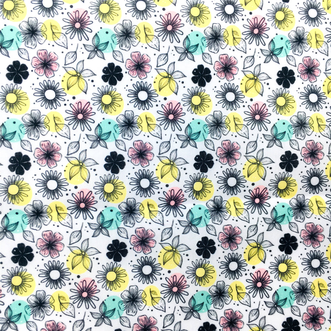 flower floral dots spot round oval printed fabric
