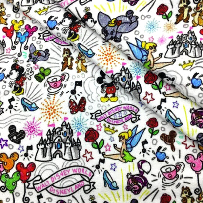 flower floral star starfish music music notes firework printed fabric