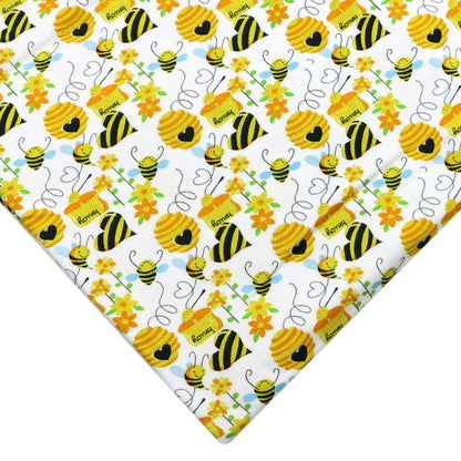 bee flower floral heart love printed fabric