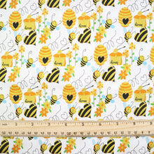 Load image into Gallery viewer, bee flower floral heart love printed fabric

