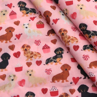 dog puppy heart love valentines day cake cupcake ice cream popsicle printed fabric