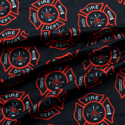 fire truck fire hydrant firemen printed fabric