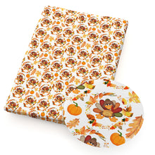 Load image into Gallery viewer, turkey chicken fall autumn leaf leaves tree printed fabric

