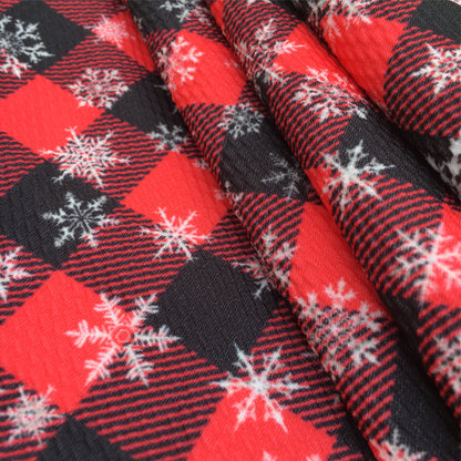 snowflake snow plaid grid christmas day printed fabric