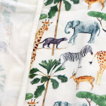 Load image into Gallery viewer, elephant deer reindeer giraffe leaf leaves tree zebra stripe printed fabric
