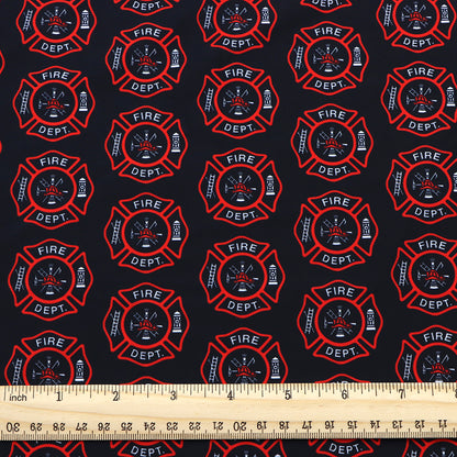 fire truck fire hydrant firemen printed fabric