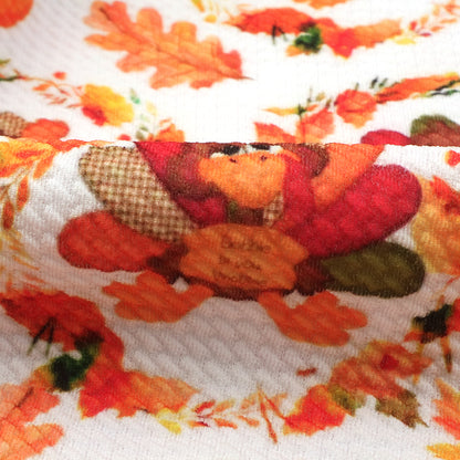 turkey chicken fall autumn leaf leaves tree printed fabric