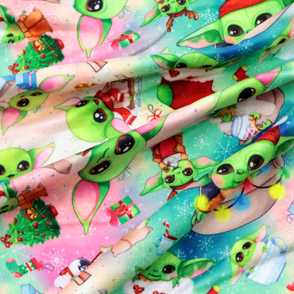 christmas day green series printed fabric