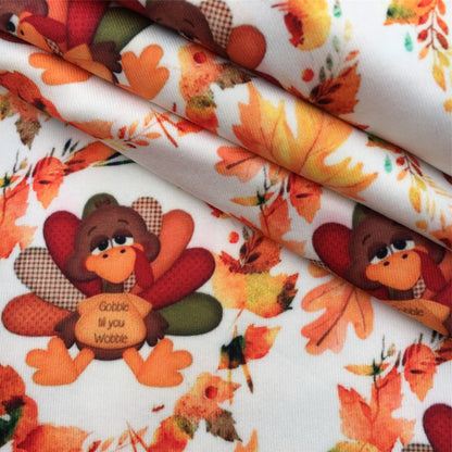turkey chicken fall autumn leaf leaves tree printed fabric