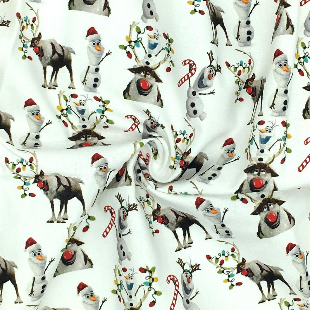 christmas day printing on white deer reindeer giraffe printed fabric
