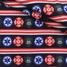 Load image into Gallery viewer, stripe emt emergency medical technician first responder red series printed fabric
