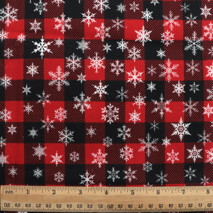 snowflake snow plaid grid christmas day printed fabric