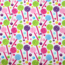 Load image into Gallery viewer, candy sweety lollipop lolly pops printed fabric
