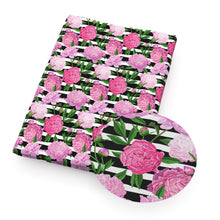 Load image into Gallery viewer, flower floral leaf leaves tree stripe peony flower printed fabric
