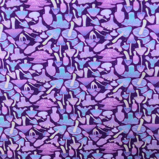 purple series plant mushroom printed fabric