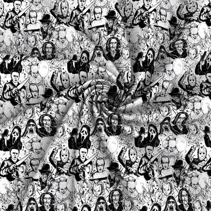 black and white series printed fabric
