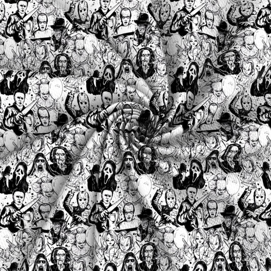 black and white series printed fabric