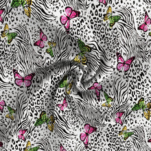 Load image into Gallery viewer, leopard cheetah paint splatter butterfly printed fabric
