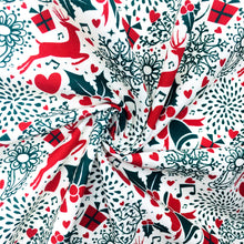 Load image into Gallery viewer, christmas deer reindeer heart love snowflake snow printed fabric
