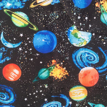 Load image into Gallery viewer, planet solar system galaxy black series printed fabric
