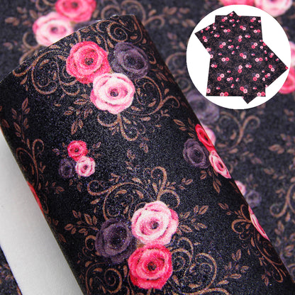 flower floral black series printed fabric