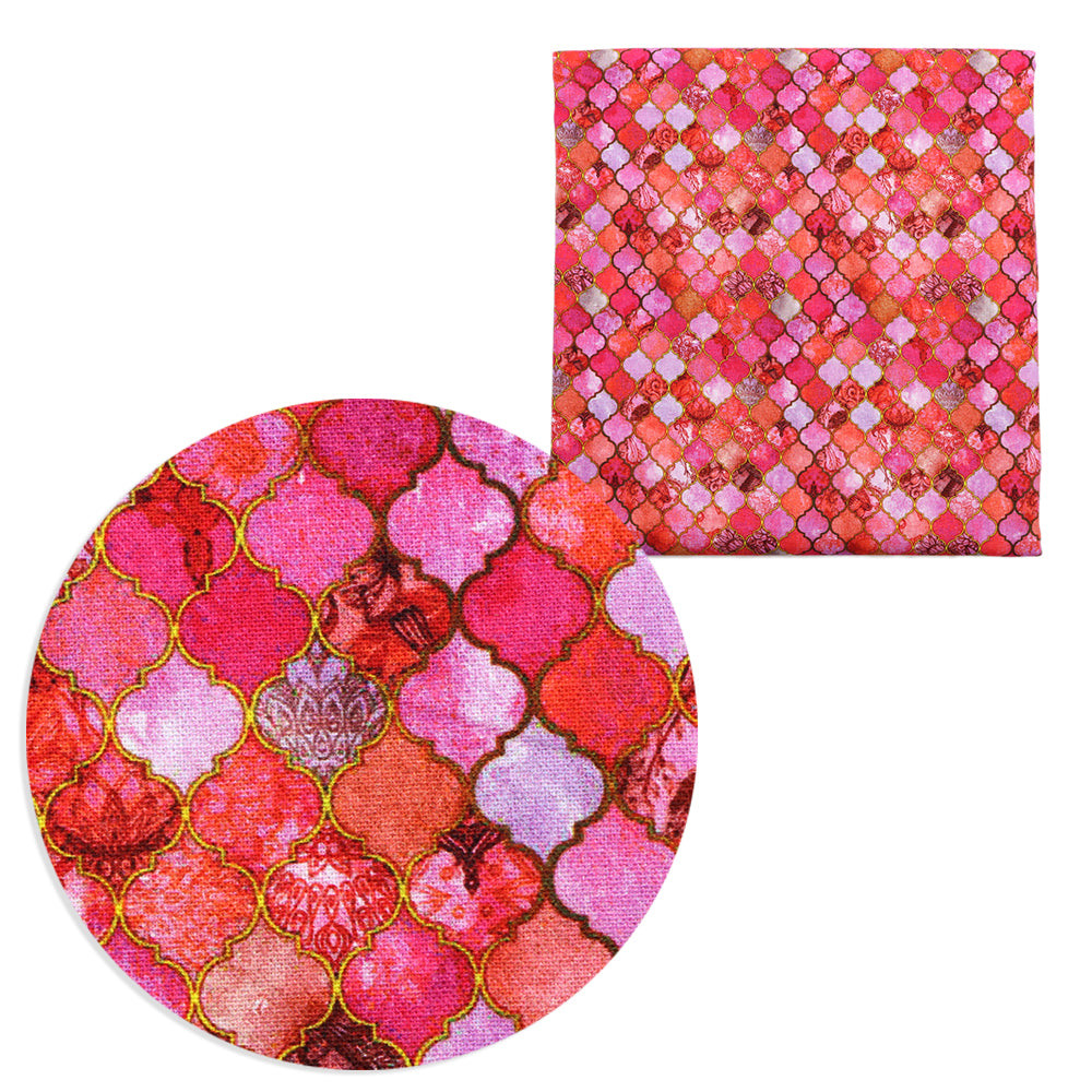 pink series moroccan lattice printed fabric