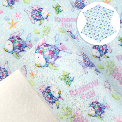 rainbow color goldfish printed fabric